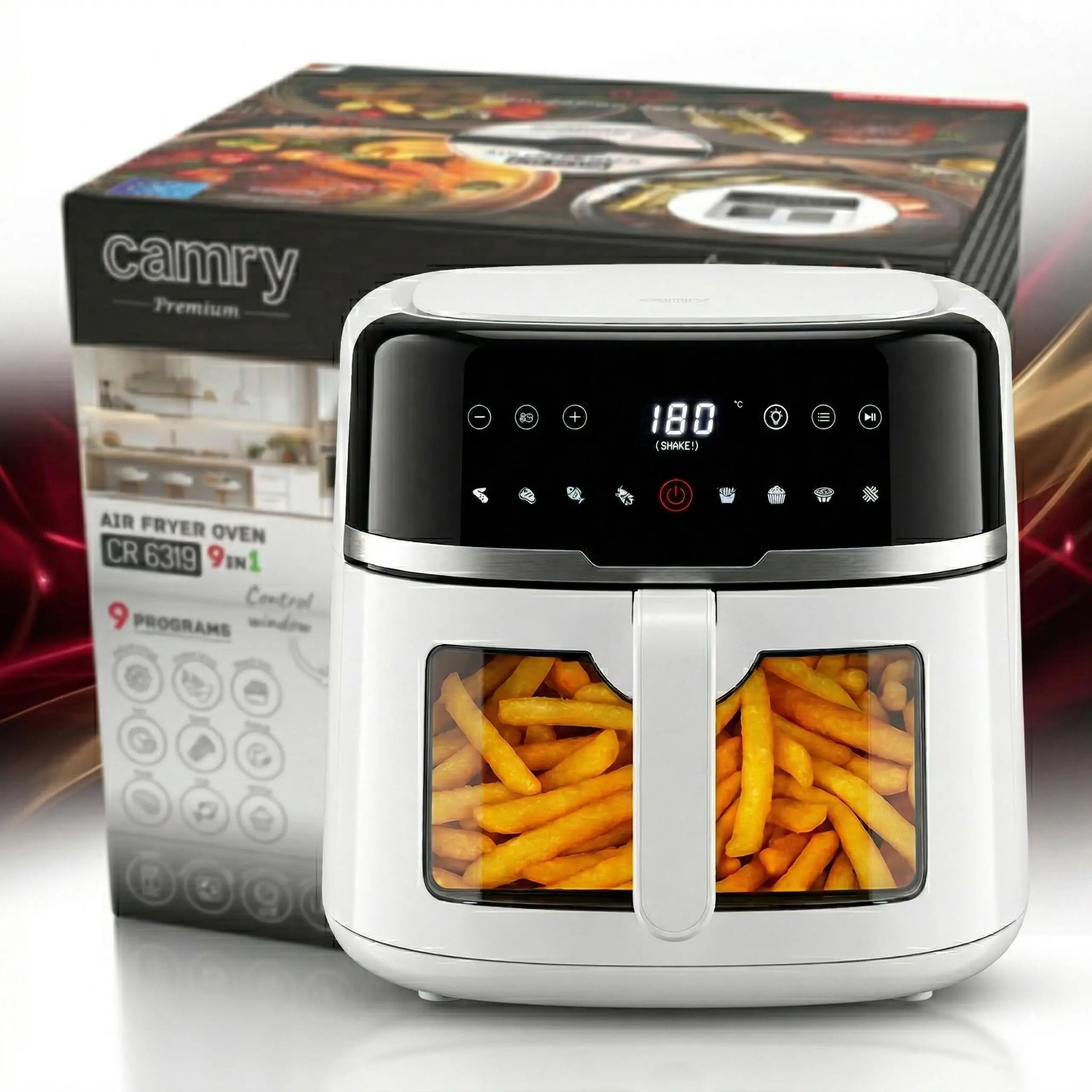 Air Fryer Fryer Free Fat 8L Fryer XXL 2500W 9 Programs Temperature Control 80-200 C Timer LED Display