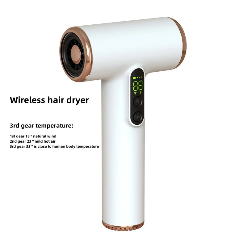 Cold/Hot Air Wireless Hair Dryer With Usb Charging And Fast Drying For Children/Dormitories/Travel Essential Wireless Hair Dryer