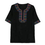 Ethnic Clothing Cotton Silk Short Sleeved Men's And Women's Loose T-Shirt Couple's Traditional Top