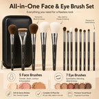 Makeup Brush Set 14PCS Soft Face Eye Cosmetic Brushes with Travel Pouch for Powder Blush Contour Foundation Eyeshadow Beauty Kit
