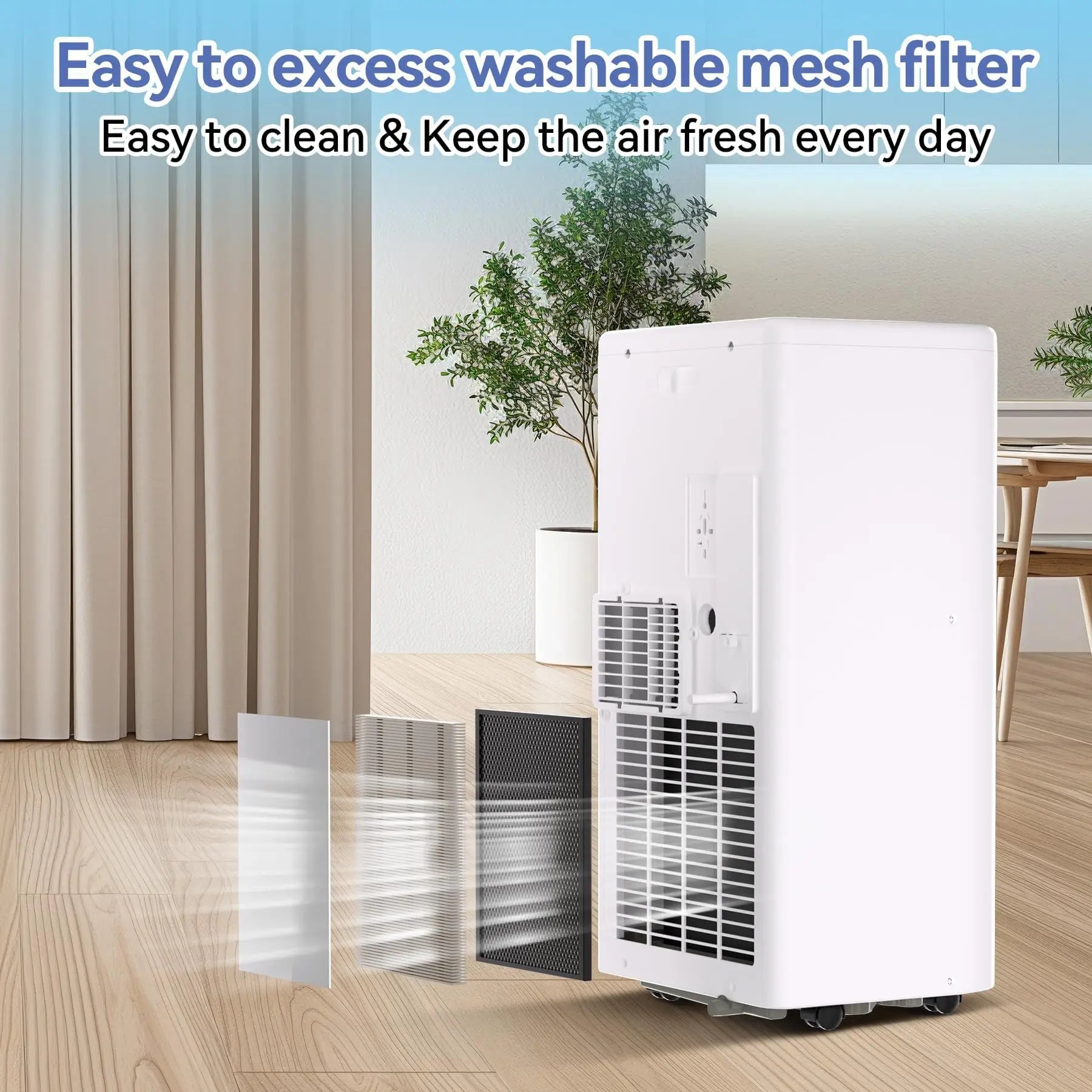 10000 BTU Portable Air Conditioner, 3-In-1 Standing AC Unit With Remote Control and Window Kit, Quiet Room Air Conditioner With Dehumidifier, for Home Office Dorms, Up to 560 Sq. Ft. White