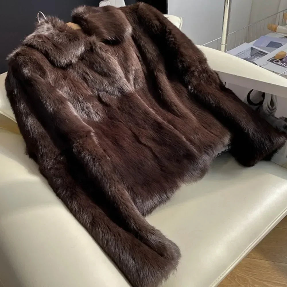 Natural Rabbit Fur Coat Women New Autumn Winter Female Real Fur  Real Leather and Fur Women's Clothing Outerwear Lady Jacket