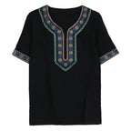 Ethnic Clothing Cotton Silk Short Sleeved Men's And Women's Loose T-Shirt Couple's Traditional Top