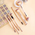 7 double-ended makeup brushes, loose powder brush, foundation brush, eyeshadow brush, eyebrow brush, soft hair beauty tool.