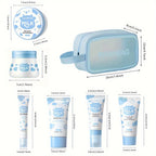 7 Pack Milk Skin Care Kit: Moisturizing Body Cleansing Milk, Body Scrub, Hand Products, Eye Cream and Storage Bag