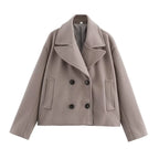 Women's Clothing 2026 Early Autumn New Versatile Double Breasted Large Lapel Design Short Suit Jacket
