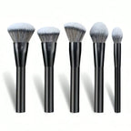 5-Piece Facial Makeup Brush Set: Foundation Brush, Powder Brush, Blush Brush, Concealer Brush, Contour Brush, Blending Brush.