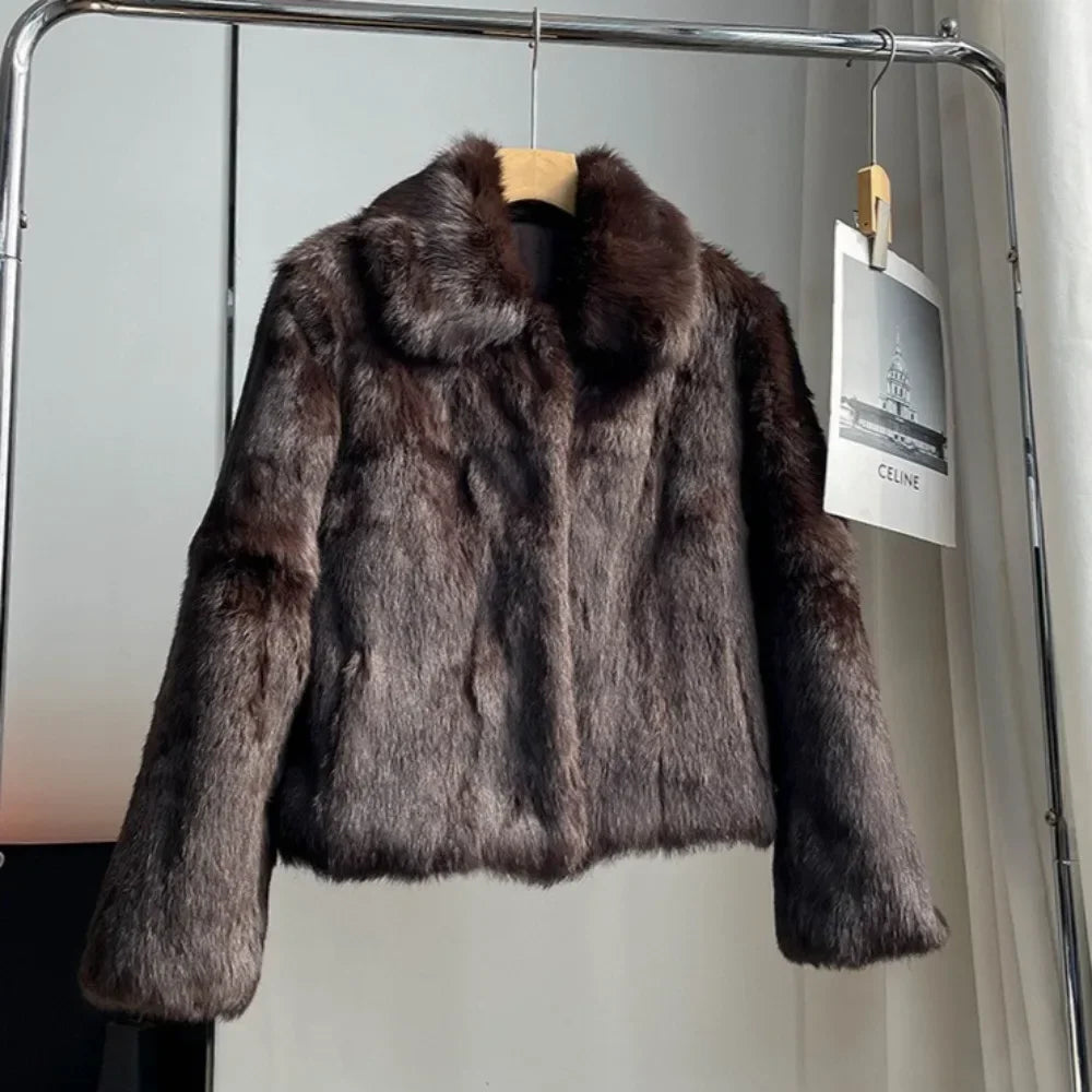 Natural Rabbit Fur Coat Women New Autumn Winter Female Real Fur  Real Leather and Fur Women's Clothing Outerwear Lady Jacket