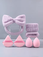 20Pcs Makeup Set Including Makeup Brushes, Beauty Sponges, Powder Puffs, Wrist Straps and Hair Band, Essential Beauty Care Tools