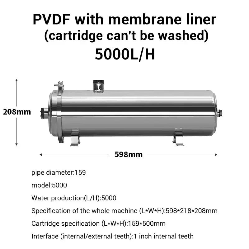 DIVEDEER Ultrafiltration Water Purifier Stainless Steel 8000-Liter Water Filtration System 0.01 Micron Membrane Water Purifier