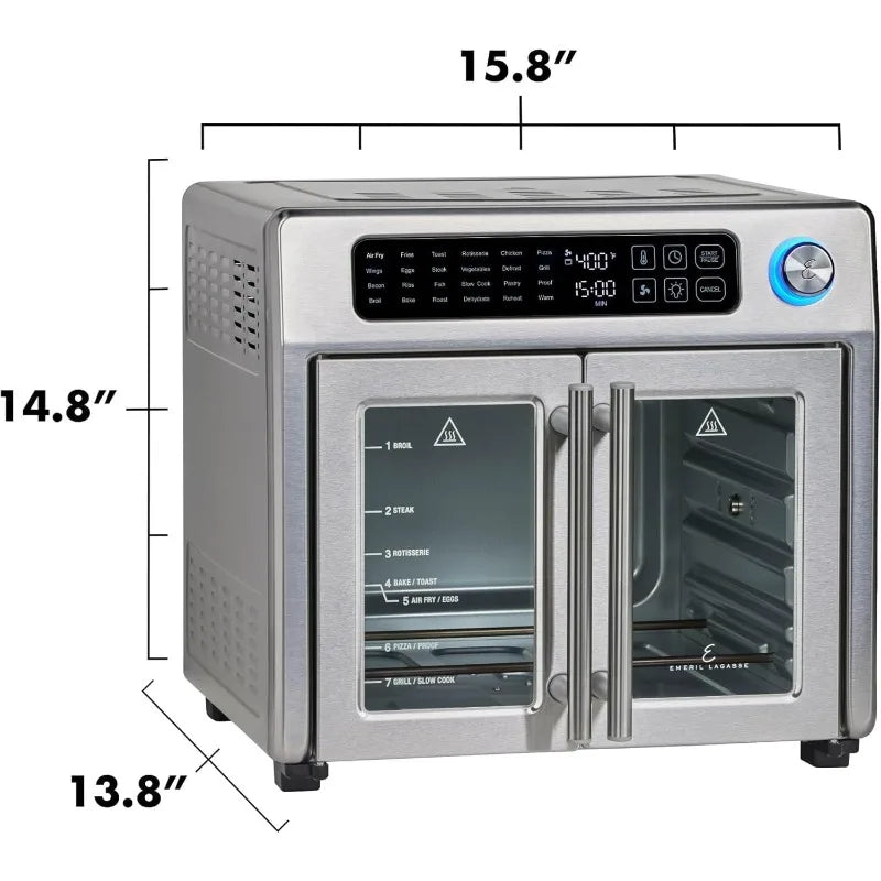Large French Door Air Fryer Toaster Oven Combo, 24 Cooking Functions and Digital Controls, 7 Accessories In