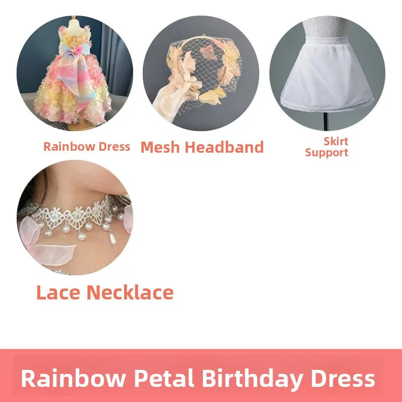Rainbow Princ Skirt Girls Birthday Dr Fairy T Princ Dr Spring Summer New Arrival Children's Clothing