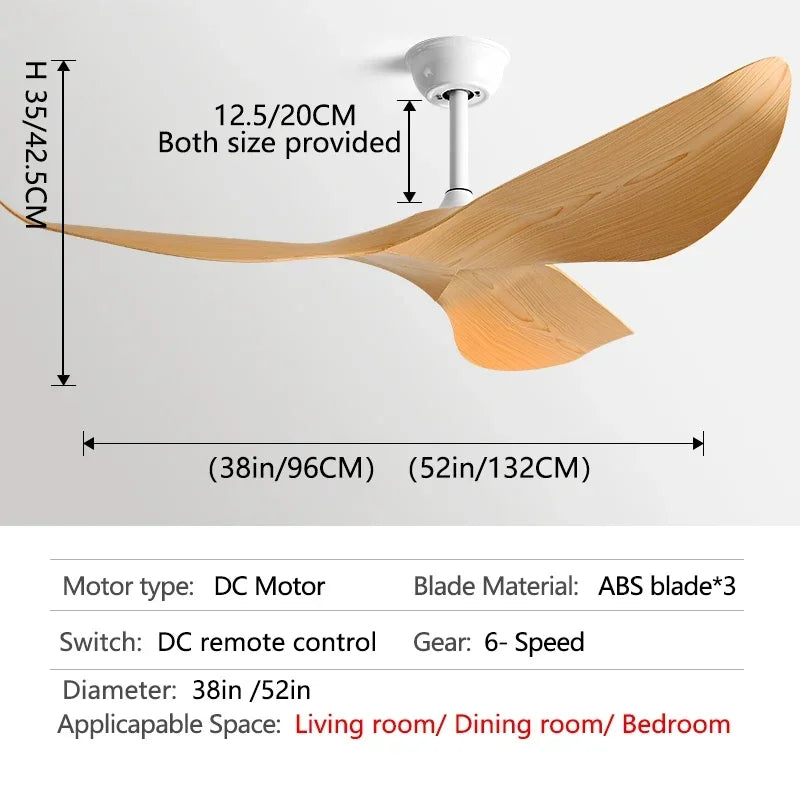 38/52 Inch Ceiling Fan Living Room Restaurant Americans Modern Office Without Light DC Remote Control Electric Fan 110V 220V