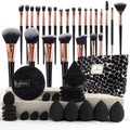 47 piece set of beauty tools, small fragrance makeup bag, makeup brush set, portable toiletry, travel, powder puff, makeup
