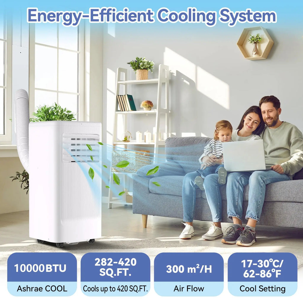 10000 BTU Portable Air Conditioner, 3-In-1 Standing AC Unit With Remote Control and Window Kit, Quiet Room Air Conditioner With Dehumidifier, for Home Office Dorms, Up to 560 Sq. Ft. White