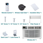 6000 BTU Window Air Conditioner, Smart WiFi AC Unit with Remote Control & Digital Display, Quiet Cooling for Small Rooms up to 250 Sq. Ft., Dehumidifier & Fan Modes, Easy Installation, White