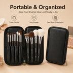 Makeup Brush Set 14PCS Soft Face Eye Cosmetic Brushes with Travel Pouch for Powder Blush Contour Foundation Eyeshadow Beauty Kit