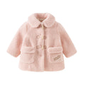 Dave Bella Girls Coat Autumn Winter Pink Lapel Baby Thickened Plush Jacket Cute Princess Outerwear Children's Clothing DB4254491