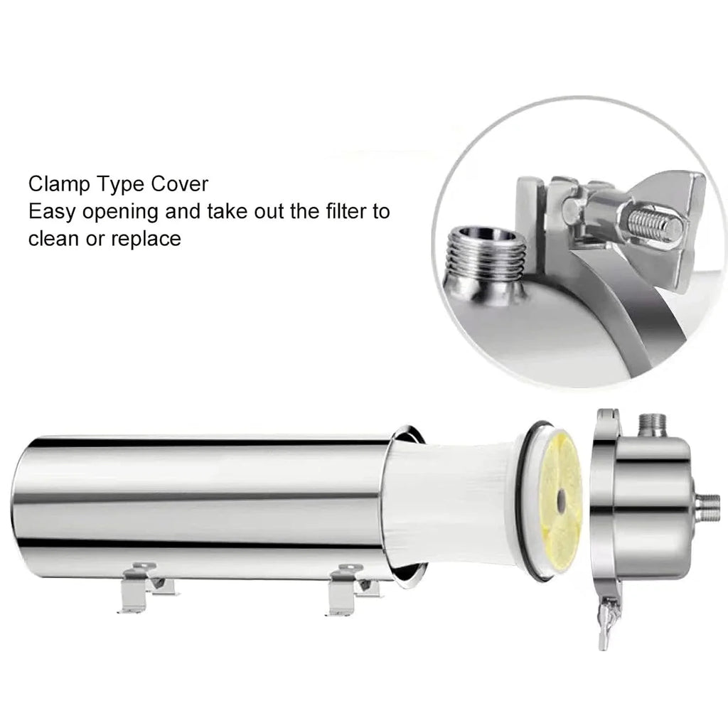 Whole House UF Water Purifier 1500L High Flow 0.01μm Stainless Steel Filter Washable Reusable PVDF Membrane Mineral Filter
