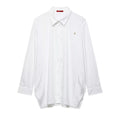 CH Woman's clothing - White vertical striped long-sleeved shirt - Buttoned neckline - With golden logo details