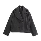 Women's Clothing 2026 Early Autumn New Versatile Double Breasted Large Lapel Design Short Suit Jacket
