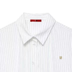 CH Woman's clothing - White vertical striped long-sleeved shirt - Buttoned neckline - With golden logo details
