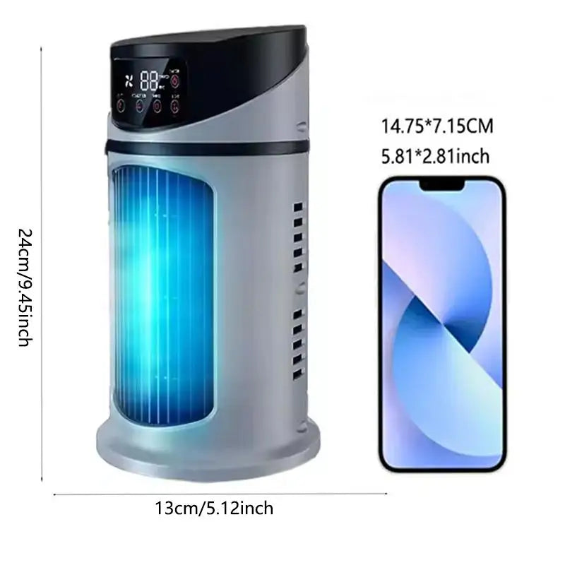Portable USB-chargable silent small air conditioner, small mini household air cooler fan with light-emitting diodes