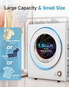 110V Portable Dryer – 850W Compact Clothes Dryer with 4 Automatic Drying Modes, Stainless Steel Tub, Simple Control, Customized