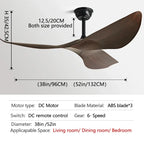 38/52 Inch Ceiling Fan Living Room Restaurant Americans Modern Office Without Light DC Remote Control Electric Fan 110V 220V