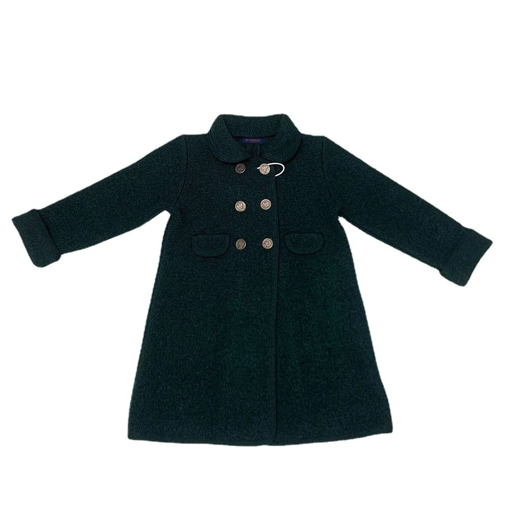 Girls Cashmere Tweed Coat 23 Fall And Winter New Fashion Double-sided Wool Coat Cotton Warm Long Girls Coat Children's Clothing