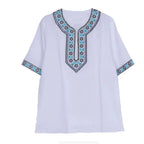 Ethnic Clothing Cotton Silk Short Sleeved Men's And Women's Loose T-Shirt Couple's Traditional Top