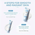 7 Pack Milk Skin Care Kit: Moisturizing Body Cleansing Milk, Body Scrub, Hand Products, Eye Cream and Storage Bag