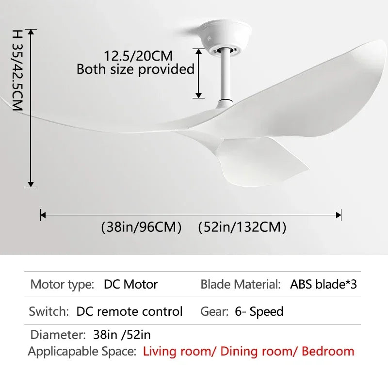 38/52 Inch Ceiling Fan Living Room Restaurant Americans Modern Office Without Light DC Remote Control Electric Fan 110V 220V