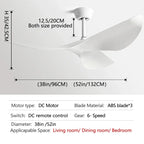 38/52 Inch Ceiling Fan Living Room Restaurant Americans Modern Office Without Light DC Remote Control Electric Fan 110V 220V