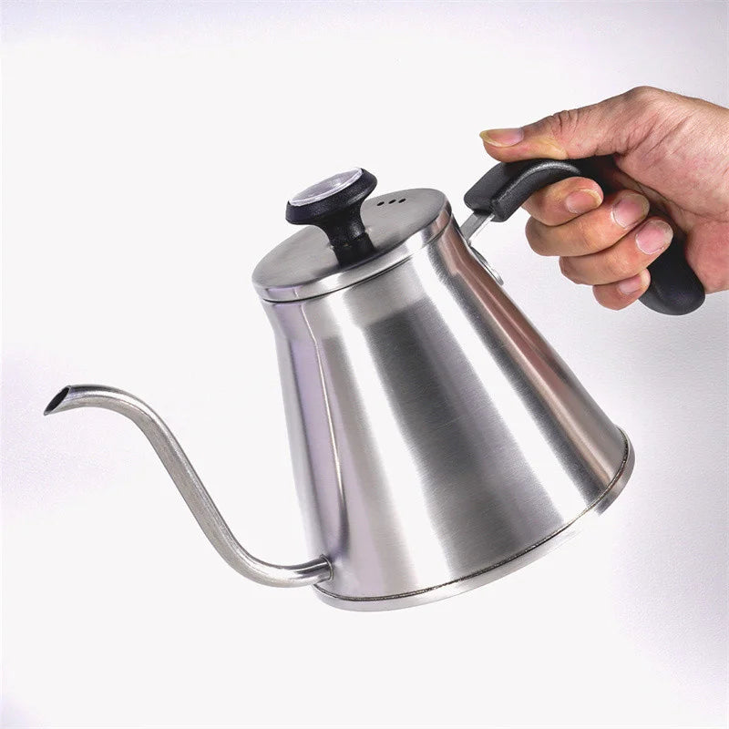 Stainless Steel Gooseneck Kettle Fit Induction Cooker/Gas Stoves Hand Drip Coffee Kettle with Thermometer Coffee Pot 1.2L