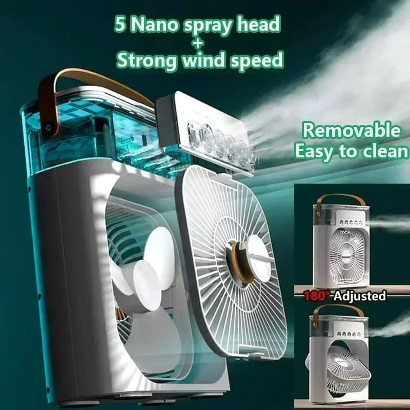 2026 Three In One Household Air Conditioner Small Air Cooler Portable Smallfan Household Night Humidifier LED Nightlight Fan