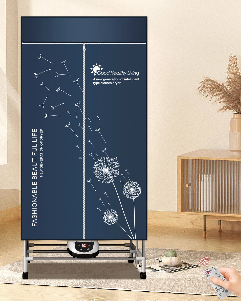 Portable Electric Clothes Dryer,220V-1500W Heated Clothes Airer, Heated Clothes Dryer with Timer, Electric Clothes Dryer