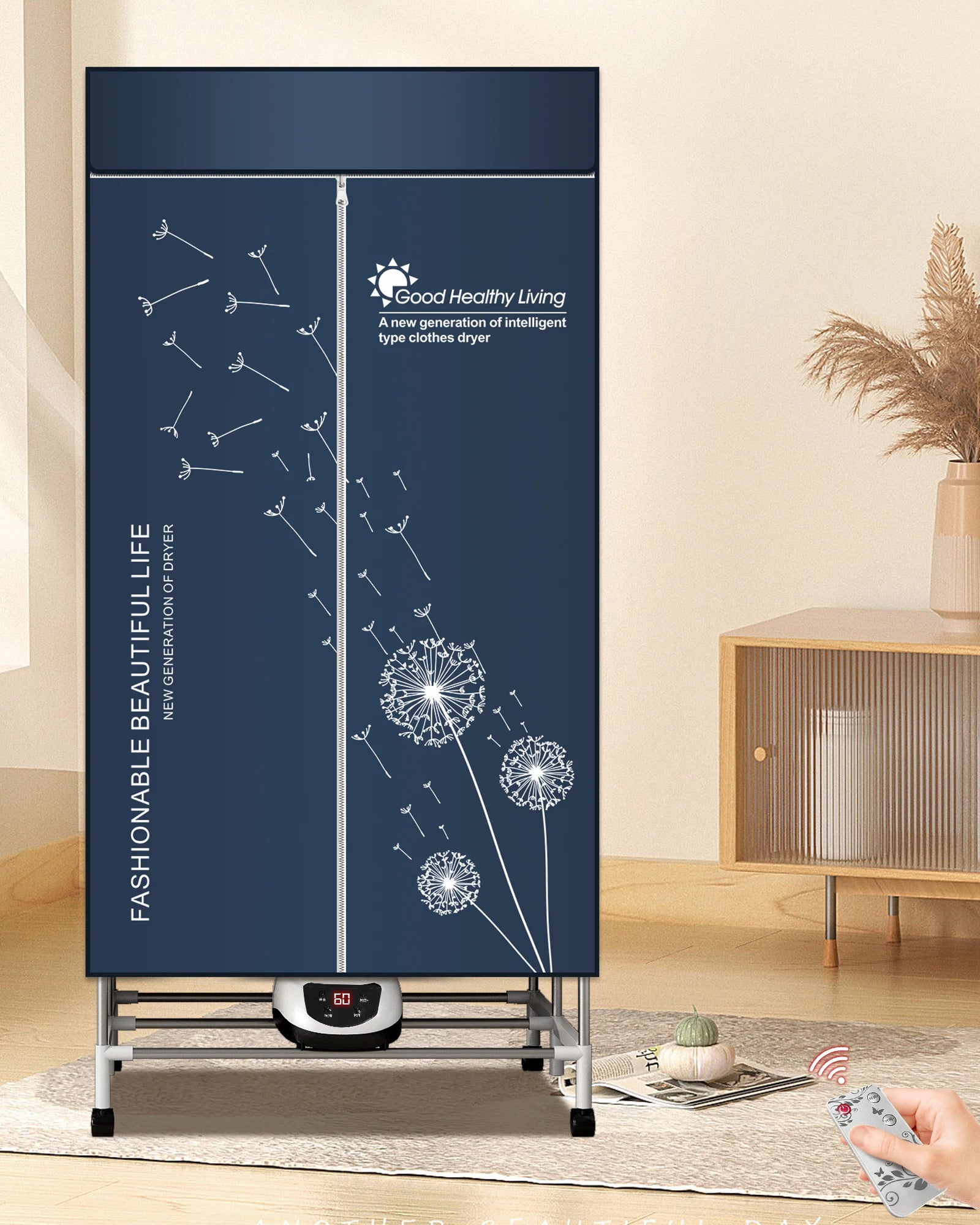 Portable Electric Clothes Dryer,220V-1500W Heated Clothes Airer, Heated Clothes Dryer with Timer, Electric Clothes Dryer