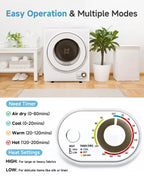 110V Portable Dryer – 850W Compact Clothes Dryer with 4 Automatic Drying Modes, Stainless Steel Tub, Simple Control, Customized
