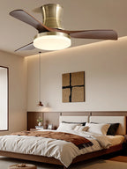 Mid-century style ceiling fan lamp, living room and dining room integrated ceiling fan light, retro quiet bedroom electric fan l