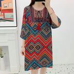 Women's Clothing Women Indian Dress Ready Stock Summer Vintage Causal Korean Style Beach Embroidery Tassel Floral Print Vestidos