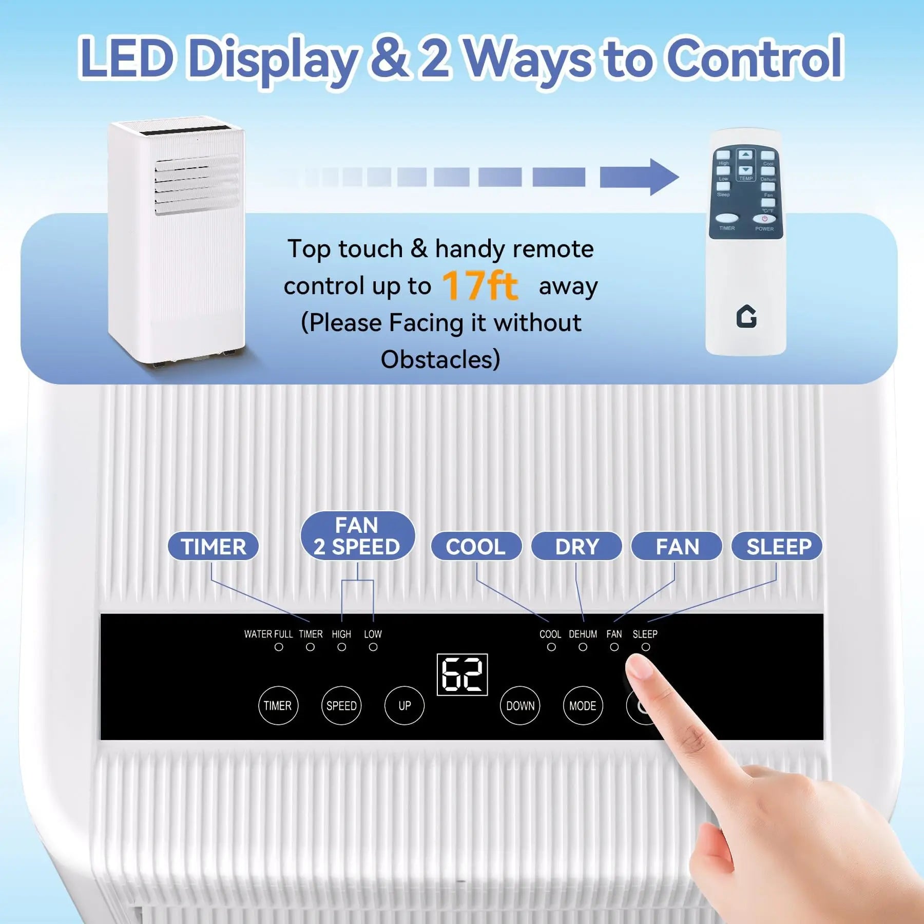 10000 BTU Portable Air Conditioner, 3-In-1 Standing AC Unit With Remote Control and Window Kit, Quiet Room Air Conditioner With Dehumidifier, for Home Office Dorms, Up to 560 Sq. Ft. White