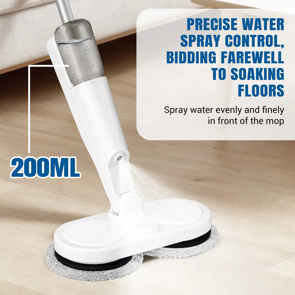 Electric Mop Cordless 200ml Water Tank Dry and Wet Floor Cleaner Spin Mop Spray Function Mop for Wiping Scrubbing Polishing