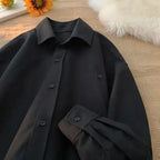Men's Clothing Light Blue Long-Sleeve Button-Down Shirt Pocket Loose Casual Cotton Blouse