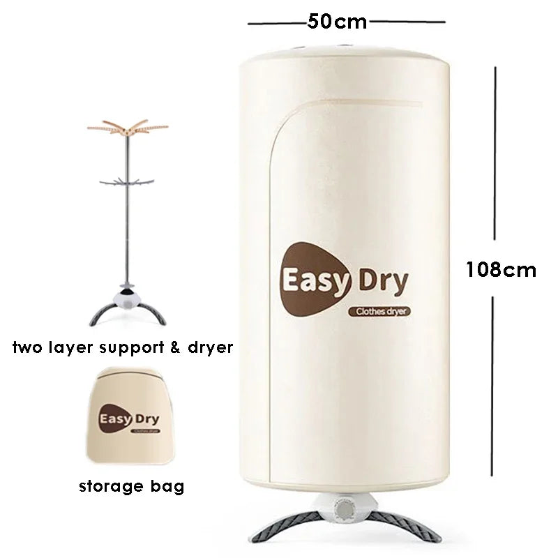 220V Electric Clothes Dryer Portable Drying Rack Warm Air Folding Drying Machine With Timing