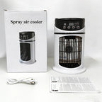 Portable USB-chargable silent small air conditioner, small mini household air cooler fan with light-emitting diodes