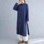 Traditional Chinese Clothing for Women Spring Autumn Cotton Long Sleeve Single-breasted Loose Top Meditation Tea Clothes