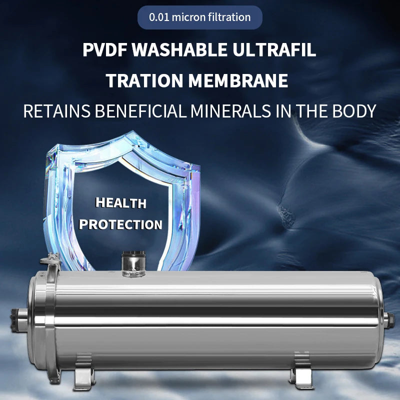 DIVEDEER Ultrafiltration Water Purifier Stainless Steel 8000-Liter Water Filtration System 0.01 Micron Membrane Water Purifier