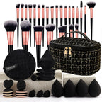 47 piece set of beauty tools, small fragrance makeup bag, makeup brush set, portable toiletry, travel, powder puff, makeup
