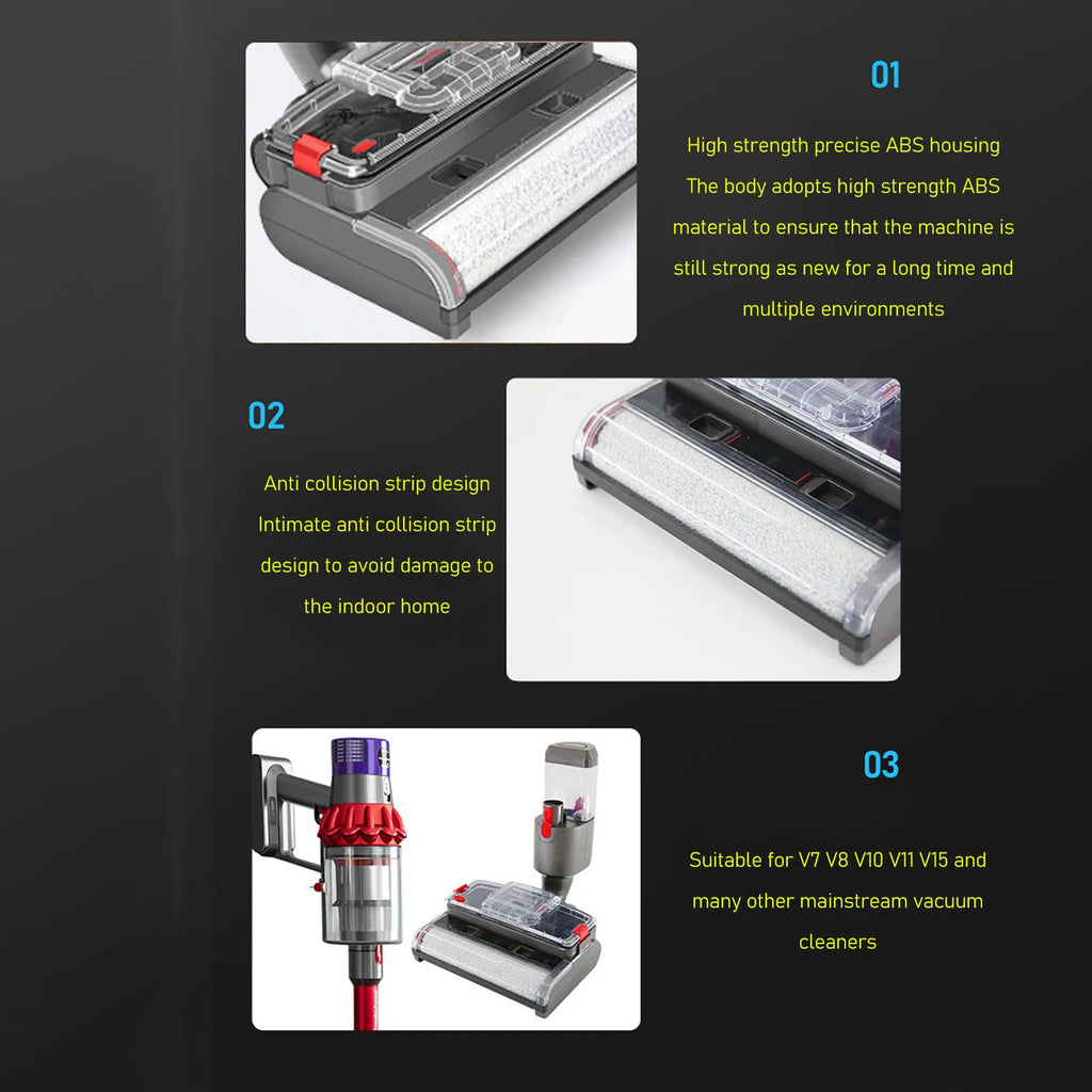 Vacuum Cleaner Mop Head ABS Electric Mop Head Powerful Suction Easy Disassembly Efficient Motor with Water  for Maintenance